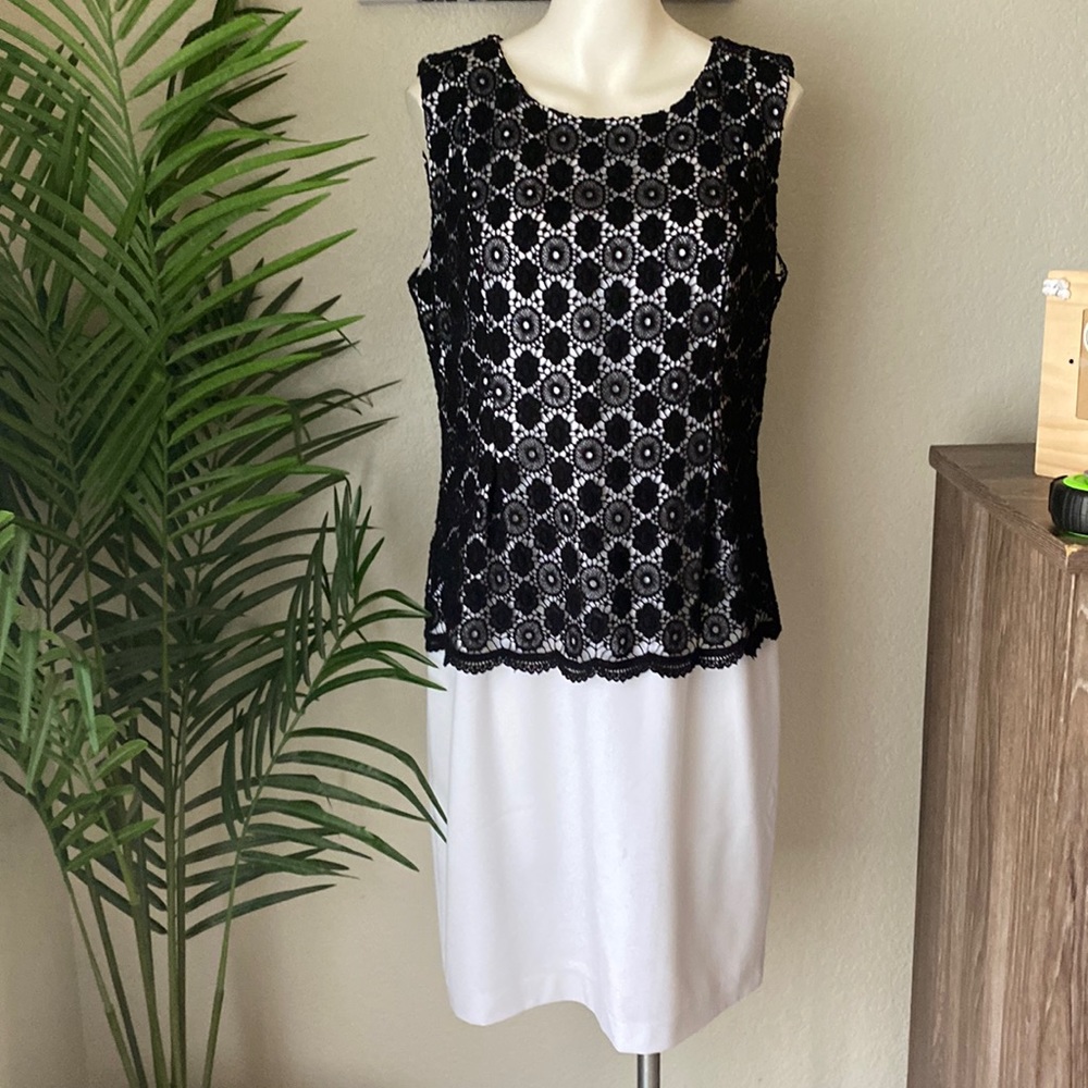 ‼️Closet Clear Out‼️ 
Calvin Klein White Dress with Black Lace Top
